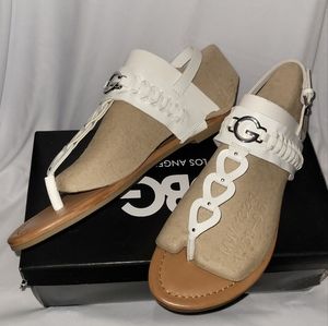GBG Los Angeles Slingback Sandals Lovey White 8M Manmade Faux Leather